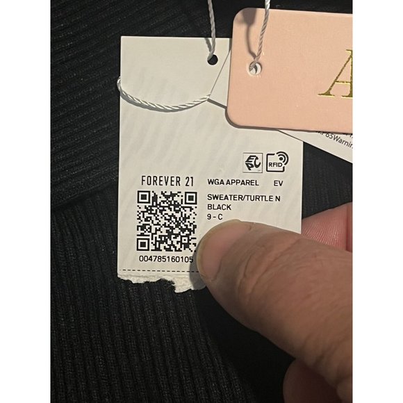 Forever 21 ANWND Women’s Black Ribbed Turtleneck Sweater Long Sleeve Top Med NEW - Picture 8 of 10